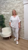 1153 İTALYAN PUL PAYETLİ KISA KOL TUNİK-BEYAZ