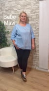 1154 İTALYAN ÖRGÜ VE BASKI DETAYLI RAHAT KALIP BLUZ-BEBE MAVİ