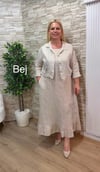 1162-İTALYAN CEKETLİ KETEN ELBİSE-BEJ