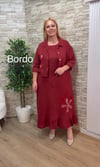 1162-İTALYAN CEKETLİ KETEN ELBİSE-BORDO