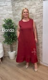 1162-İTALYAN CEKETLİ KETEN ELBİSE-BORDO