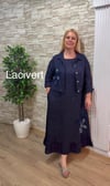 1162-İTALYAN CEKETLİ KETEN ELBİSE-LACİVERT