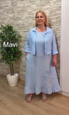 1162-İTALYAN CEKETLİ KETEN ELBİSE-MAVİ