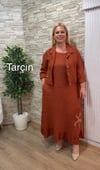 1162-İTALYAN CEKETLİ KETEN ELBİSE-TARÇIN
