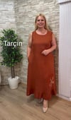 1162-İTALYAN CEKETLİ KETEN ELBİSE-TARÇIN