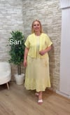 1163 ÖRGÜ BOLEROLU KETEN ELBİSE-SARI
