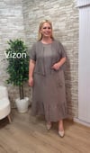 1163 ÖRGÜ BOLEROLU KETEN ELBİSE-VİZON