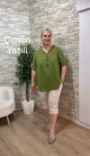 1164 ŞALAŞ KALIP MÜSLİN BLUZ-.ÇİMEN YEŞİLİ