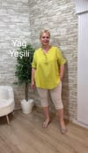 1164 ŞALAŞ KALIP MÜSLİN BLUZ-YAĞ YEŞİLİ