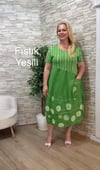 1202 İTALYAN,BALON ELBİSE-FISTIK YEŞİLİ