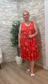 1223 İTALYAN KOLSUZ VİSKON ELBİSE-KIRMIZI