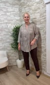 1235 İTALYAN,PUL PAYETLİ,PAMUK-FİSTO GÖMLEK-VİZON