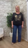 1249 İTALYAN BİSİKLET DESEN BLUZ-SİYAH