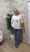 1256 İTALYAN YUVARLAK YAKA SALAŞ BLUZ-EKRU