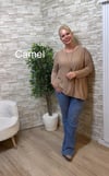1256 İTALYAN YUVARLAK YAKA SALAŞ BLUZ-CAMEL