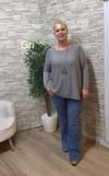 1256 İTALYAN YUVARLAK YAKA SALAŞ BLUZ-GRİ