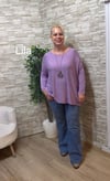 1256 İTALYAN YUVARLAK YAKA SALAŞ BLUZ-LİLA