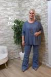 1256 İTALYAN YUVARLAK YAKA SALAŞ BLUZ-BUZ MAVİ