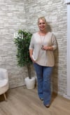 1256 İTALYAN YUVARLAK YAKA SALAŞ BLUZ-BEJ