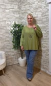1256 İTALYAN YUVARLAK YAKA SALAŞ BLUZ-FISTIK YEŞİLİ
