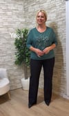 1274 İTALYAN,KAR TANESİ PUL PAYETLİ İNCE TRİKO-YEŞİL