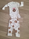 Bear Baskılı Kahve Kollu Badili 4lü Bebek Takımı 1 9 Ay