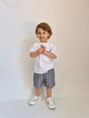 Erkek Bebek Müslin Şortlu Takım Hakim Yaka Cepli İkili Yazlık Takım