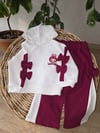 Bordo Diagonal Fiyonk Detaylı Bebek Giyim