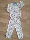 balık baskılı %100 pamuk çocuk ev uyku pijama takımı