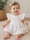 Müslin Kız Bebek Elbise Çiçek Desenli Fırfır Kollu 9 12 18 24 Ay