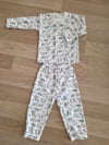 yeşil renk esnek pamuk çocuk pijama takımı