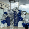Bar Mitzvah Mavi & Gümüş Payet Fonlu Balon Süsleme Konsepti