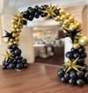 Siyah Gold Yıldızlı Zincir Balon