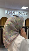 BELLİ Gri Çok Renkli Etnik Desen %100 Twill İpek Eşarp 4314-80