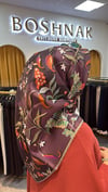 BELLİ Kahverengi Obje Desen %100 Twill İpek Eşarp 4320 - 32