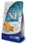 N&D OCEAN Morina balığı, kılçıksız buğday, yulaf ve portakal. Yetişkin kediler için formüle edilmiş tam mamadır.1.5kg