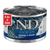 N&D Ocean Ringa Balıklı ve Karidesli Tahılsız Küçük Irk Yetişkin Köpek Konservesi 6X140gr