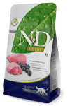 N&D PRIME Kuzu ve yaban mersini. Yetişkin kediler için formüle edilmiş tam mamadır.1.5kg