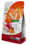 N&D PUMPKIN Bıldırcın, balkabağı ve nar . Yetişkin kediler için tam mamadır. 1.5kg