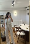 Etiket detaylı crop ceket ve palazzo pantolon