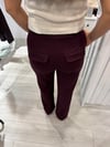 Bordo Kemerli Pantolon 