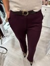 Bordo Kemerli Pantolon 