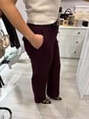 Bordo Kemerli Pantolon 