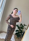 LEOPAR YARIM KOL ELBİSE