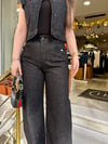 Taşlı denim takım siyah