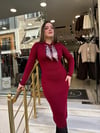 Uzun fularlı triko elbise 