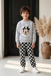 3 iplik erkek çocuk %98 pamuk Mickey damalı takım