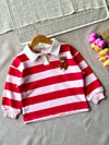 3 iplik kız çocuk teddy nakışlı çizgili sweatshirt 
