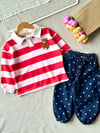 3 iplik kız çocuk teddy nakışlı çizgili sweatshirt 
