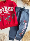 3 iplik kumaş erkek çocuk kışlık spiderman takım